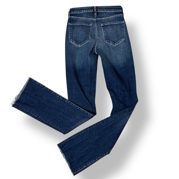 L'Agence Boot Cut Mid Rise Raw Hem Dark Blue Wash Jeans Sz 24 - Picture 3 of 4